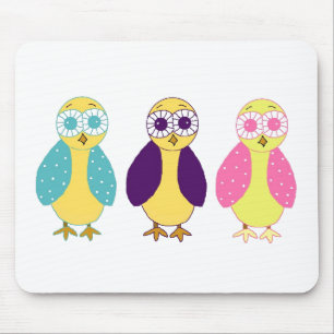 Drei Whimsical Owls Mousepad