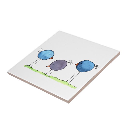 Drei Whimsikfarbene Vögel Fliese (Seite)