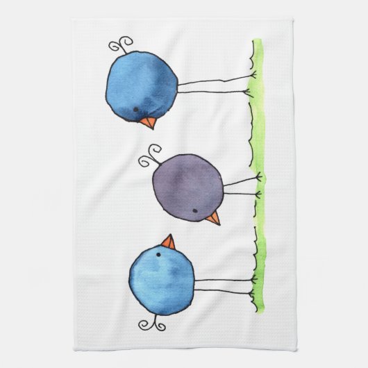 Drei Whimsikfarbene Vögel Geschirrtuch (Vertikal)