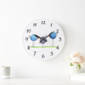Drei Whimsikfarbene Vögel Große Wanduhr (Zuhause)