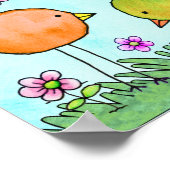 Drei Whimsikfarbene Vögel Poster (Ecke)