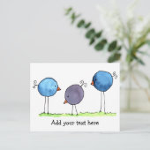 Drei Whimsikfarbene Vögel Postkarte (Stehend Vorderseite)