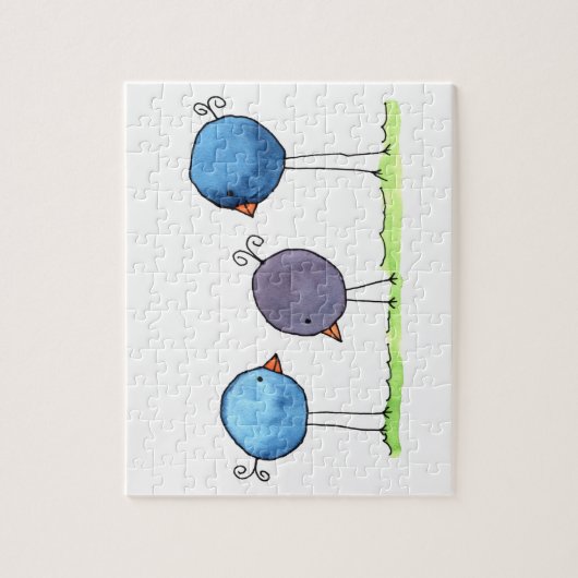 Drei Whimsikfarbene Vögel Puzzle (Vertikal)