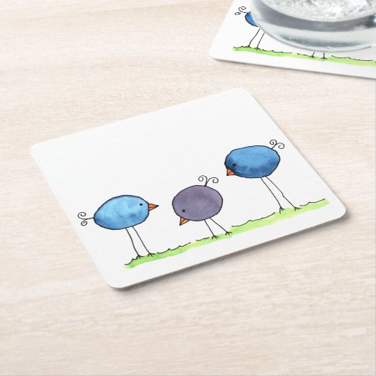 Drei Whimsikfarbene Vögel Rechteckiger Pappuntersetzer (angewinkelt)