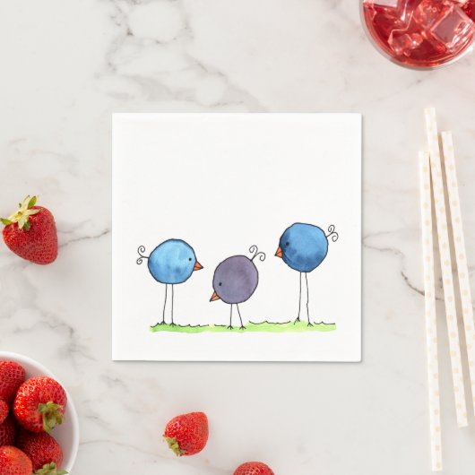 Drei Whimsikfarbene Vögel Serviette (Beispiel)