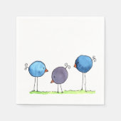 Drei Whimsikfarbene Vögel Serviette (Vorderseite)