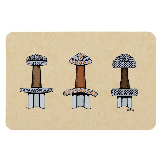Drei Wiking Sword Hilts Magnet (Horizontal)