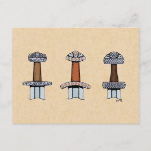 Drei Wiking Sword Hilts Postkarte