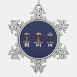 Drei Wiking Sword Hilts Schneeflocken Zinn-Ornament