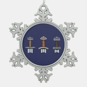 Drei Wiking Sword Hilts Schneeflocken Zinn-Ornament