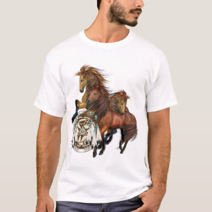 Drei wilde Hengste und Mandala-Shirt T-Shirt
