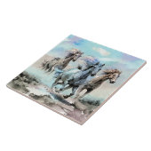 Drei wilde Mustangs rasen über die Ebenen Fliese (Seite)