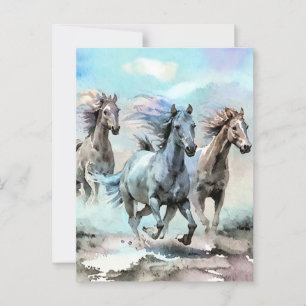 Drei wilde Mustangs rasen über die Ebenen Postkarte