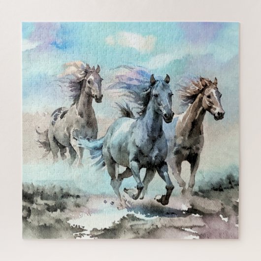 Drei wilde Mustangs rasen über die Ebenen Puzzle (Vertikal)