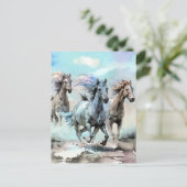 Drei wilde Mustangs-Rennen quer durch die Ebenen Postkarte (Stehend Vorderseite)