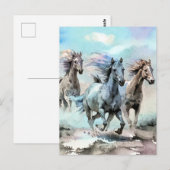 Drei wilde Mustangs-Rennen quer durch die Ebenen Postkarte (Vorne/Hinten)