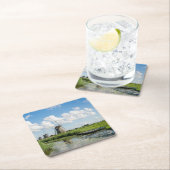 Drei Windmühlen und ein Kanal-Untersetzer Rechteckiger Pappuntersetzer (Vor Ort)