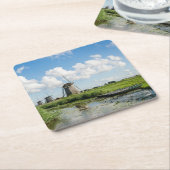 Drei Windmühlen und ein Kanal-Untersetzer Rechteckiger Pappuntersetzer (angewinkelt)