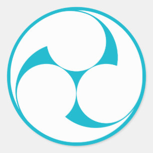 Drei Wirbel im Uhrzeigersinn (Jinuki) Runder Aufkleber