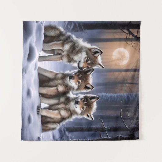 Drei Wolf Cubs Wandteppich (Vorderseite (Horizontal))