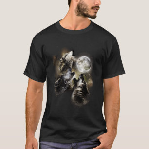 Drei Wölfe heulen am Mondwolf T-Shirt