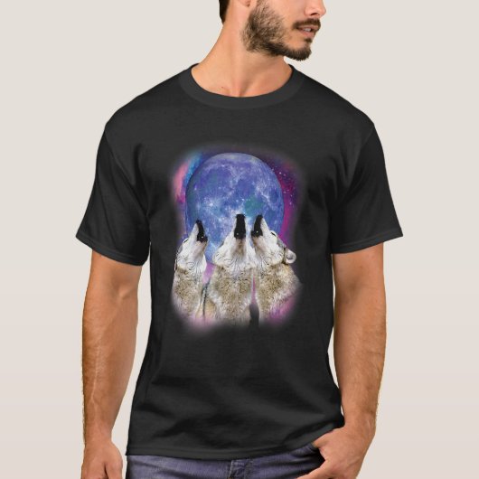 Drei Wölfe heulen an der Mondwolf-Illustration T-Shirt (Vorderseite)