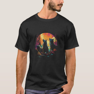 Drei Wölfe heulen auf dem Mond Frauen Kawaii Wi T-Shirt