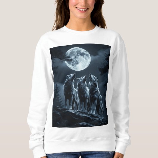 Drei Wölfe heulen bei Vollmond - Drei Wolf Sweatshirt (Vorderseite)