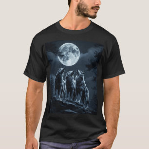 Drei Wölfe heulen bei Vollmond - Drei Wolf T-Shirt