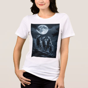 Drei Wölfe heulen bei Vollmond - Drei Wolf Tri-Blend Shirt