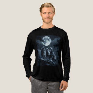 Drei Wölfe heulen bei Vollmond - Drei Wolf Tri-Blend Shirt