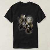 Drei Wölfe Howl am oberen Ufer des Mondwolfs T-Shirt (Design vorne)