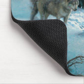 drei Wölfe im Winterwald Mousepad (Ecke)