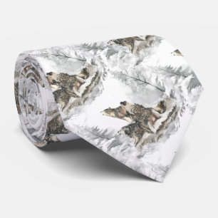 Drei Wölfe schneebedeckte Wasserfarbe Krawatte