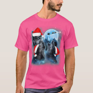 Drei Wölfe unter dem Mond Weihnachts Weihnachten W T-Shirt