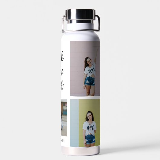 Drei Wörter Collage EDITABLE FARBFLasche Trinkflasche (Rückseite)