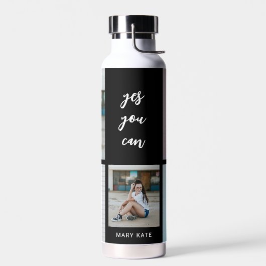 Drei Wörter Collage EDITABLE FARBFLasche Trinkflasche (Links)