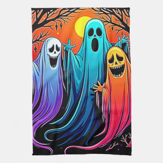 Drei wunderbare Halloween-Geisterdesign Geschirrtuch (Vertikal)