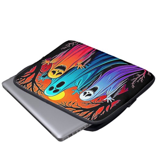 Drei wunderbare Halloween-Geisterdesign Laptopschutzhülle (Vorne Knopf)