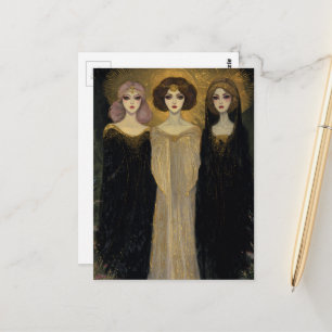 Drei wunderschöne Vintage-Frauen mit Gold Postkarte