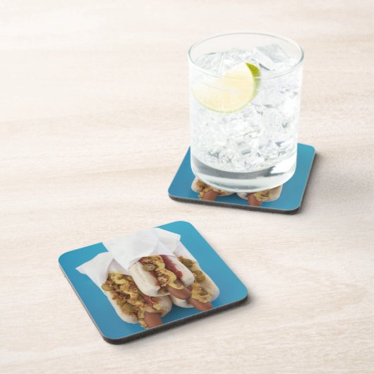 Drei Würstchen in den Brötchen Untersetzer (Rechte Seite)