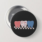 Drei Zähne Grafik Design 4. Juli Button (Vorne & Hinten)