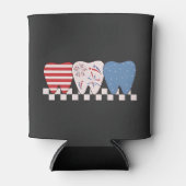 Drei Zähne Grafik Design 4. Juli Dosenkühler (Vorderseite)