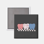 Drei Zähne Grafik Design 4. Juli Magnet (Vorderseite/Rückseite)
