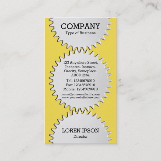 Drei Zahnradräder - #F5DD4B | gelb Visitenkarte (Vorderseite)