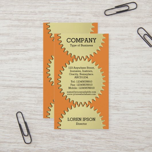 Drei Zahnradräder - Orange Visitenkarte (Vorderseite/Rückseite Beispiel)