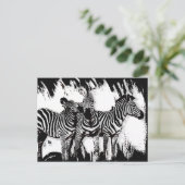 Drei Zebras beim Malen Postkarte (Stehend Vorderseite)