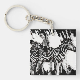 Drei Zebras beim Malen Schlüsselanhänger