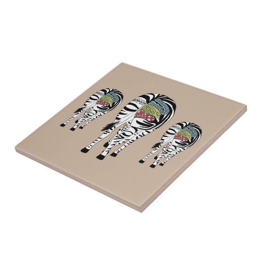 Drei Zebras Fliese (Seite)