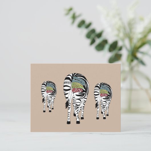 Drei Zebras  Postkarte (Stehend Vorderseite)